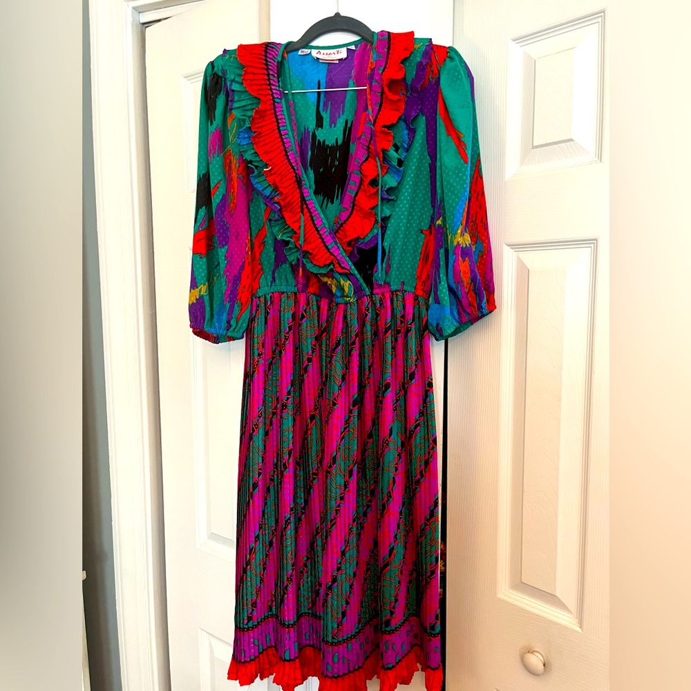 Vintage 80’s Assorti for Susan Freis Chiffon Midi Dress